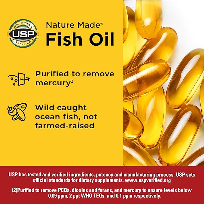 Nature Made Fish Oil Omega 3 Supplements, 1200 mg Softgels, Omega 3 Fish Oil for Healthy Heart Support, 230 Softgels, 115 Day Supply