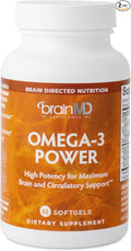 BRAINMD Dr Amen Omega-3 Power - 60 Capsules, Pack of 2 - Joint & Immune Support Supplement - Contains DHA & EPA - Gluten Free - 60 Total Servings