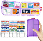 Pill Organizer Travel Medicine Case - Daily Pill Organizer with 144 Labels, Portable Travel Essentials for Medication