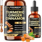6in1 Liquid Turmeric Ceylon Cinnamon Berberine Ginger Bitter Melon & Black Pepper – Turmeric Supplement Drops – 1 FL OZ – 60 Servings