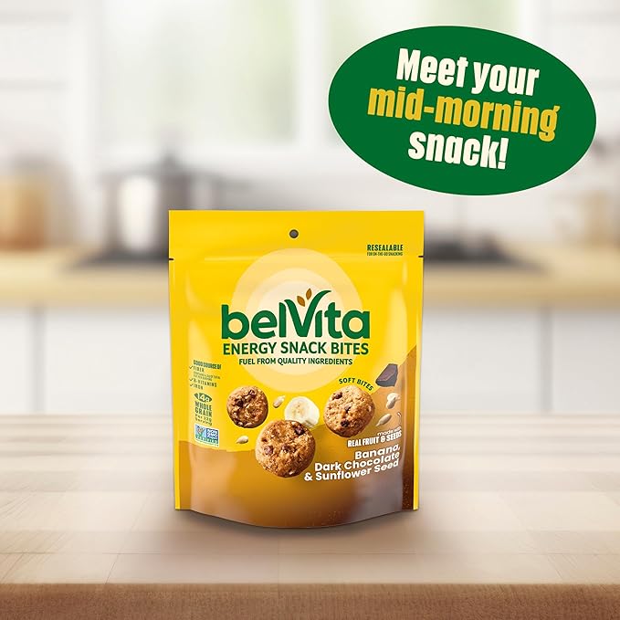 belVita Energy Snack Bites, Banana, Dark Chocolate and Sunflower Seed, 5 oz