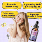 Kids Magnesium Liquid Drops-Magnesium Glycinate Liquid for Kids Supplement-w/L-theanine, Omega-3, Vitamin B6, D3 - for Sleep, Relaxation, Brain, Bones - 2 Fl Oz Children's Calm, Strawberry Flavor