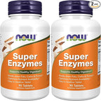 NOW Foods Supplements, Super Enzymes, Formulated with Bromelain, Ox Bile, Pancreatin and Papain, Super Enzymes, 90 Tablets, (Pack of 2)