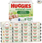 Huggies Natural Care Sensitive Baby Wipes, Unscented, Hypoallergenic, 99% Purified Water, 24 Soft Packs of 56 (1344 Wipes Total)