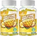 Creatine Monohydrate Gummies Complex for Men & Women -Advanced Formula W/L-Taurine + Vitamin B12, Sugar Free Chewable Supplement,180 Pineapple Gummies 2pack