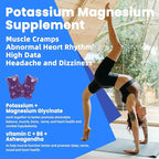 Potassium Magnesium Gummies - High Absorption Magnesium Glycinate & Potassium Citrate Plus Omega 3, B6, D3, K2 & Calcium - Chewable Gummy for Leg Cramps, Immunity & Energy Blueberry 120 Gummies