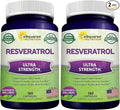 100% Natural Resveratrol - 1000mg Per Serving Max Strength (180 Capsules) Antioxidant Supplement, Trans-Resveratrol Pills for Heart Health & Pure, Polyphenols (Pack of 2)