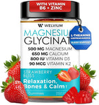 Magnesium Glycinate Gummies with Ashwagandha, L-Theanine - 500mg Magnesium Glycinate, D3, K2, B6, Calcium, Zinc, Potassium Supplement for Muscle, Immune and Bone Support, Chewable Magnesium