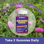 Milk Thistle Gummies, Milk Thistle Extract 1000mg, Liver Detox, Antioxidant Support, Non-GMOs, Non-Gluten, Vegan, Milk Thistle Supplement, 60 Count(Pack of 2)