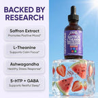 Saffron Supplements Liquid Drops L-Theanine Agmatine Sulfate Ashwagandha Magnesium Glycinate B6 Magnesium Stress Relief Mood Support 5-HTP GABA Supplement Vitamin D 4oz by Clean Nutra