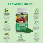 VIDAVITE Sugar-free Super Greens Gummies — US-Made, 35+ Fruit and Veggie gummies to Boost Immunity, Skin & Gut Health — Ideal Fruits and Vegetables Supplement for Adults & Picky Teens (30-Days Supply)