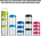 BlenderBottle GoStak, 150cc, 2-Pack | Twist n' Lock | Storage Jars | Black