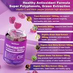 Resveratrol Supplement 1500mg - Resveratrol Gummies Supports NAD⁺, NMN & NMNH Synergy, with Quercetin, Grape Seed, Acai Berries Extracts for Antioxidant, Healthy Aging & longevity, Skin, Brain - 1Pcs