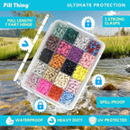 20 Compartment Large Pill Case, Combo of Clear & UV Protected Blue, Airtight & Waterproof Silicone Seal, Spill Proof, Medication Maps & Medical Alert Card (Combo Pack - 1 Blue & 1 Clear)