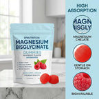 Magnesium Bisglycinate Gummies, 400mg Magnesium Bisglycinate Chelate with Sea Salt & Raspberry Powder, Supports Sleep, Nerve & Muscle Relaxation, Bone Health Support, Vegan, 60 Gummies (1)