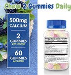 Health Supplied Calcium 500mg with Vitamin D3 1000 IU Gummies | Daily Dietary Supplement | Bone Strength, Growth, Teeth | for Adults, Teens, Kids | Great Tasting Natural Berry Flavor Vitamin Gummy