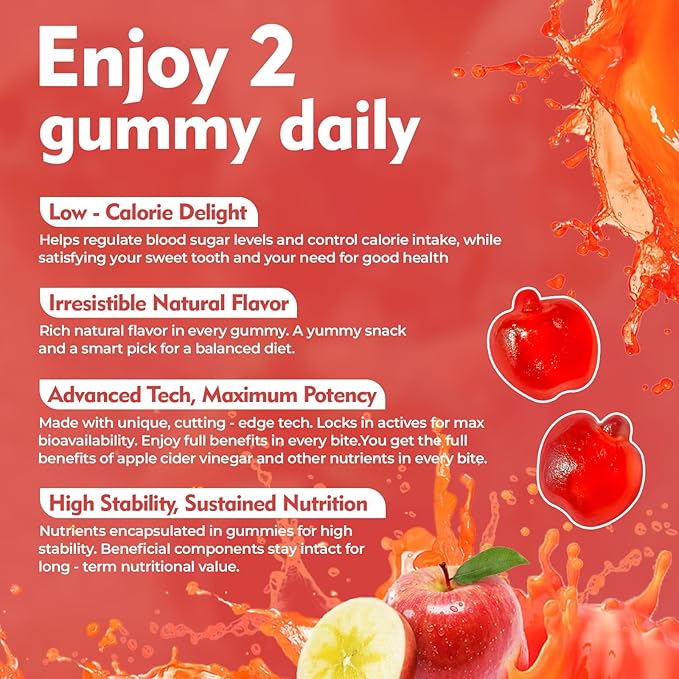 Apple Cider Vinegar Gummies, 120 Count (2 Months), Max Strength 1000mg with B Vitamins & Antioxidants Supports Digestion, Metabolism & Immune Health Vitamin B12, B6, Vegan, Non-GMO