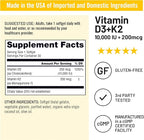 NatureWise Vitamin D3 10,000 IU Plus K2 (MK-7) 200 mcg with Organic Extra Virgin Coconut Oil - Supports Calcium Absorption, Bone, Heart & Immune Health - Non-GMO, Soy & Gluten-Free - 30 Softgels