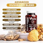 VitaUp Mushroom Supplement - USA Made 10 in 1 Mushroom Complex - Mushroom Capsules with Lions Mane, Cordyceps, Turkey Tail, Reishi, Shiitake for Cognitive & Immune Support - 120 Count