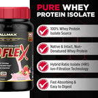 ALLMAX ISOFLEX Pure Whey Isolate Protein Powder - Gluten Free, Low Lactose, Sugar-Free - High-Protein, Clean, Keto-Friendly, Pre Post Workout Supplement for Women and Men | Strawberry, 2lb