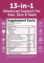 Lunakai USA Made Super Hair Gummies with Biotin, Zinc, Horsetail Extract & Saw Palmetto - Hair Growth Vitamins for Women & Men – Supports Thicker, Longer, Stronger Tresses, Skin & Nails, 60ct