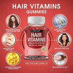 Hair Vitamin Gummies Supplement for Women & Men – Hair Growth Vitamins 5000mcg Biotin Gummies, Folic Acid, Vitamin C & E, Support Stronger & Thicker Hair, Skin, Nails, Non-GMO Vegam for, 60 Count