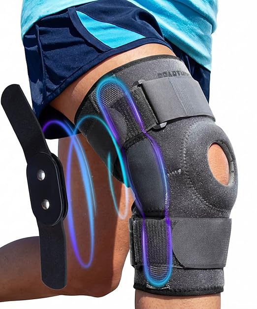 Sparthos Knee Brace - Heavy-Duty Hinged Support for ACL, MCL, Meniscus Tear, Arthritis, Tendonitis Pain - Open Patellar - 4-Strap Adjustable, For Men and Women, Check Size Chart (Small, 11-12½″ Thigh)
