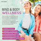 Maxi Health Teen Vitamins for Girls 12-17 - Teen Multivitamin D3, Iron, Calcium, Biotin, Zinc, Digestive Enzymes – Teenager Girl Multi Vitamins for Healthy Skin, Immune & Mood Support – 120 Count