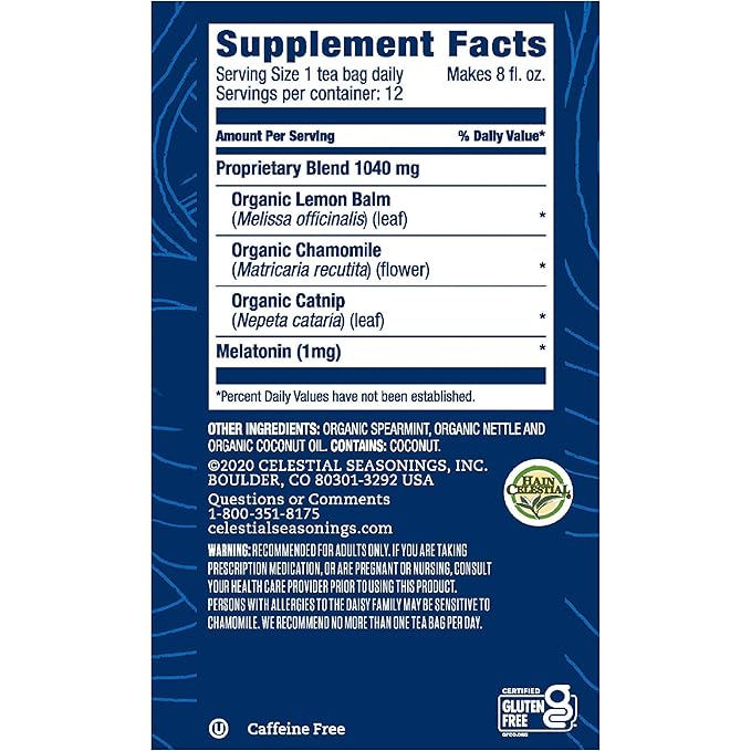 Celestial Seasonings TeaWell Herbal Tea, Sleep with Melatonin, Chamomile Mint, Caffeine Free Wellness Tea, 12 Tea Bags (Pack of 6)