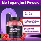 Creatine Monohydrate Gummies 5000mg w/Iron, Vitamin B6 & B12, Sugar Free 5g Creatine Supplements for Women and Men Boost Energy & Muscle Recovery - 90 Raspberry Gummies