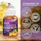 Collagen Peptides Gummies with 2500mcg Biotin Per Serving - Hair Growth, Skin & Nails Supplement - Hydrolyzed Collagen Multi Type I & III, Vitamin C for Immune Support, Orange Flavor, 120 Gummies