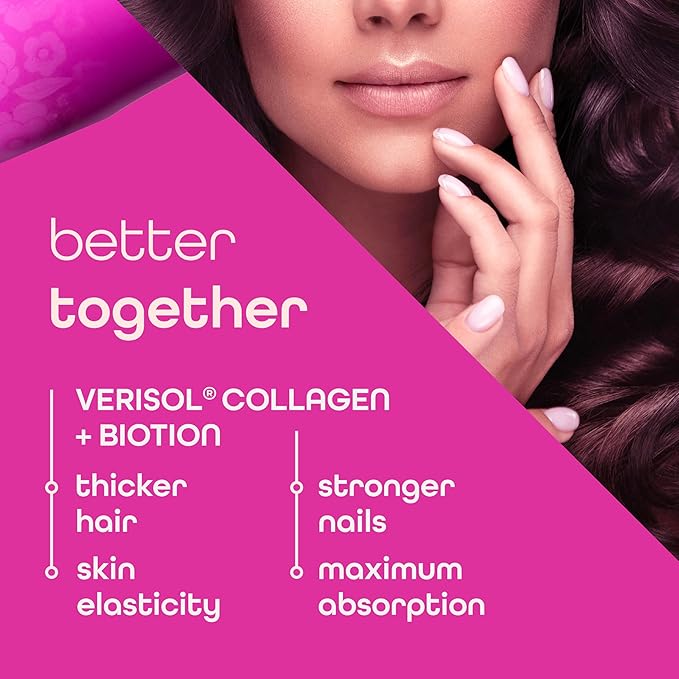 Zena Nutrition Liquid Collagen for Women & Men (Type 1 & 3) & 5000mcg Biotin, 2500mg Verisol Bioactive Collagen Peptides, Hair, Skin, Nail Supplement, Mixed Berry Colageno, 60 Servings, 20.3 fl oz