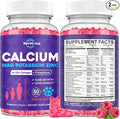 Calcium Potassium Magnesium Gummies for Kids & Adults, with Hydrolyzed Collagen, Zinc, Phosphorus, Multivitamin for Sleep, Bone Strength, Density Support, Sugar Free,Raspberry 2 Pack