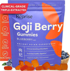 Reprise Goji Berry Superfood Gummies - All-Natural Antioxidant, Digestion, 240 mg Full-Potency, Low-Sugar, Vegan, 45 Blueberry Flavored Gummies (Pack of 1)