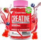 Creatine Monohydrate Gummies for Men & Women - Creatine Pre-Workout Gummies with Taurine & Vitamin B6 B12 for Maximum Strength, Muscle, Energy, Endurance & Focus, Organic, Vegan-60 Count