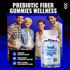 Prebiotic Fiber Gummies for Adults, 7G Extra Strength, Zero Sugar Added, 90 Pectin Based Gummies, Digestive Health & Regularity Support-Blueberry