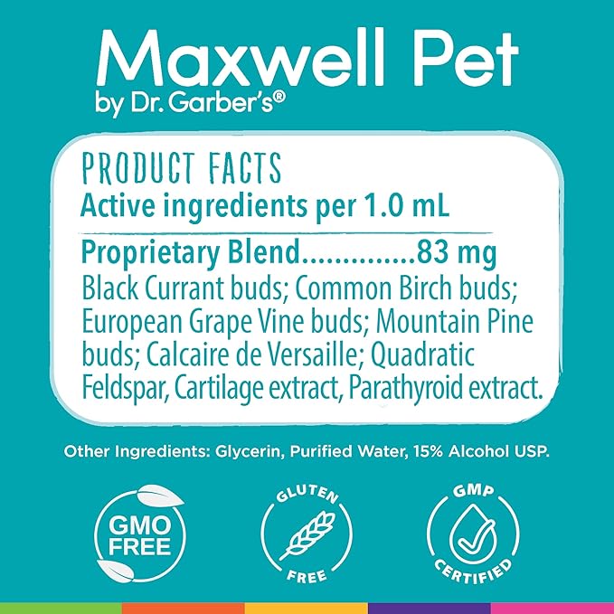 DR.GARBER'S Maxwell Pet Hip & Joint for Dogs - The First Natural Biotherapy Supplement Drops to Support and Restore Hip & Joint Health, Repair and Ease Hip & Joint Pain, & Improve Mobility – 90ml