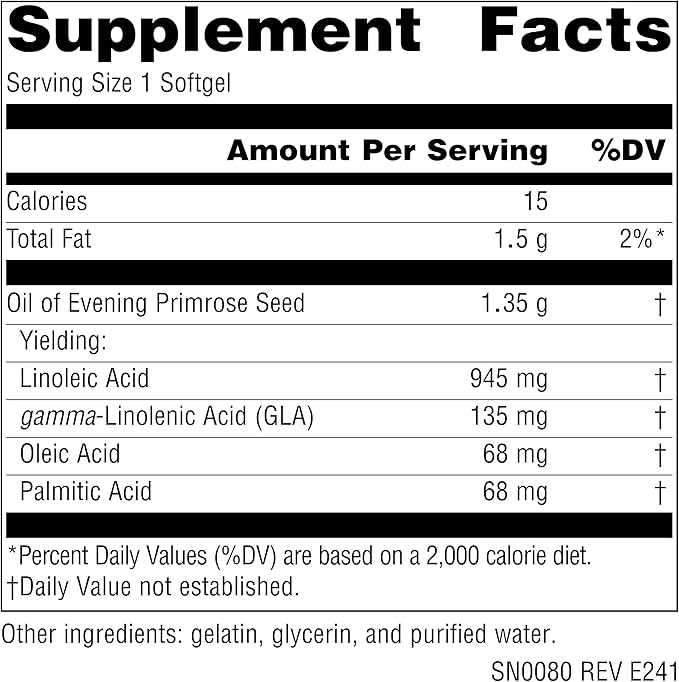 Source Naturals Evening Primrose Oil, Hexane Free, Cold-Pressed* - 1350mg, 120 Softgels