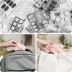 Travel Pill Organizer Box with Labels, 7 Compartments Portable Mini Pill Case, Daily Medication Organizer Storage Pill Container for Pocket Pharmacy(Pink, S)