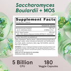 Jarrow Formulas Saccharomyces Boulardii + MOS Probiotics for Digestive Health and Intestinal Tract Support - 5 Billion CFU Per Serving - 180 Delayed Release Caps - Probiotic + Prebiotic - 180 Servings