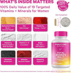 Pink Stork Total Women's Multivitamin - 19 Essential Vitamins for Women & Nutrients – Energy, Metabolism, Hormone, Immune & Mood Support – B6, B12, Biotin, Iron & Zinc – 30 Capsules