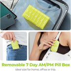 AUVON XL Weekly Pill Organizer 2 Times a Day, Pill Box 7 Day with One-Side Large Openings for Easy to Use, Black Privacy Protection AM PM Pill Case for Medication, Vitamins, Fish Oils, Supplements
