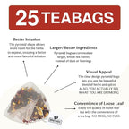 BREWIX, Sour Apple Hibiscus Tea Bags (25 Pyramid Tea Bags) Caffeine-Free Herbal Tea | Apple, Hibiscus, Rosehip | Refreshing Wellness Brew for Any Mood | Hot or Iced Refreshment