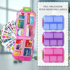 iouwei Large Pill Organizer with Medicine Labels, Travel Daily Pill Container, Mini Medication Organizer, 7-Day Pill Case, Set of 3 (Blue+Pink+Purple)