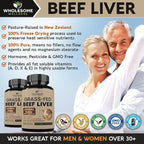 Wholesome Wellness Grass Fed Desiccated Beef Liver Capsules (180 Pills, 750mg Each) - Natural Iron, Vitamin A, B12 for Energy - Raised Undefatted in New Zealand Without Hormones or Chemicals