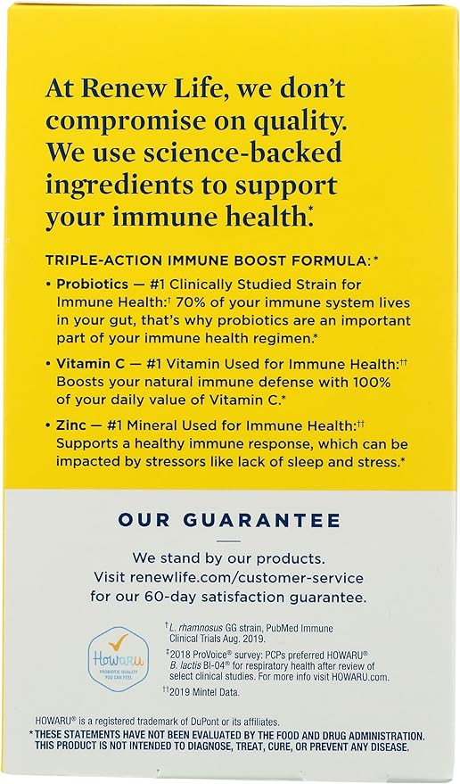 Renew Life Probiotic Everyday Immune Capsules, Daily Supplement Supports Respiratory and Immune Health, L. Rhamnosus GG and B. lactis Bl-04, Dairy, Soy and gluten-free, 10 Billion CFU, 30 Count