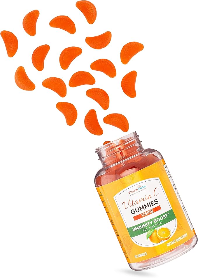 Pharmvista Vitamin C 125mg Gummy - Vegan, Gluten Free Supplement - 90 Count