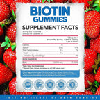 Biotin 10,000mcg Gummies for Hair Growth, Skin & Nails - 2x Maximum Strength Biotin Vitamins for Women & Men - Gluten-Free, Vegan, Non-GMO, Great Tasting Strawberry Flavor - 60 Gummies (1 Month)