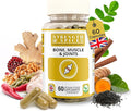 Strength & Spices Bone, Muscle & Joints 100% Natural Supplement – 28 Ingredients w Turmeric - 60 Vegan UK Made 1000mg Capsules – Mobility and Flexibility Support