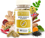 Strength & Spices Bone, Muscle & Joints 100% Natural Supplement – 28 Ingredients w Turmeric - 60 Vegan UK Made 1000mg Capsules – Mobility and Flexibility Support